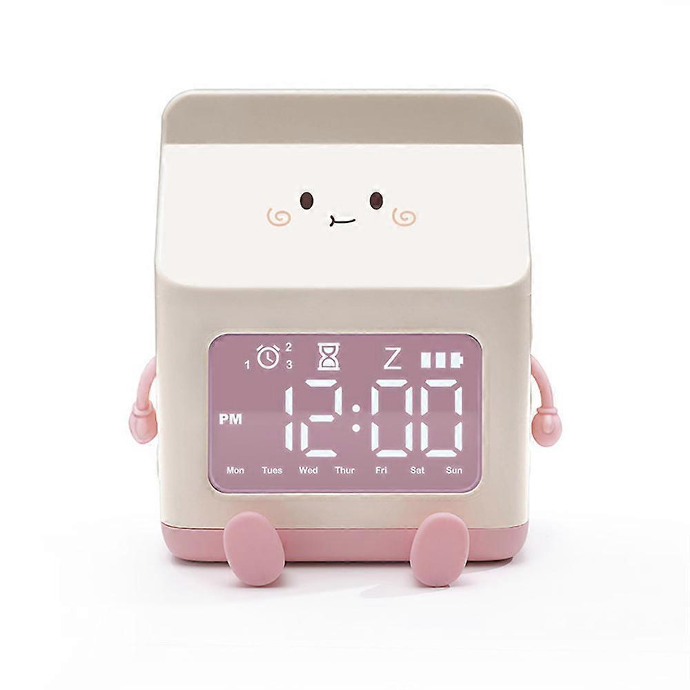 Creative Milk Box Digital Alarm Clock Date Display Mini Countdown Cute Electronic Bedroom Table Clock