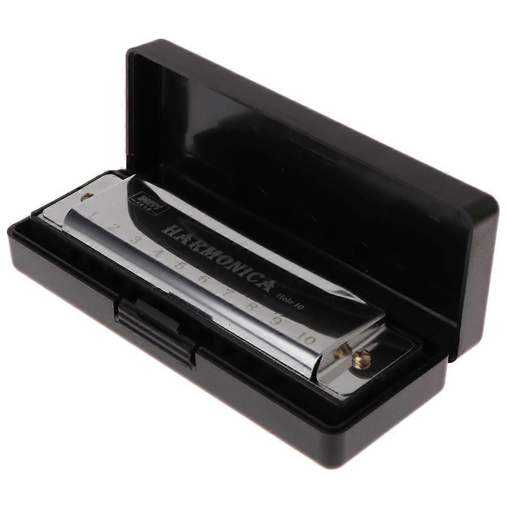 10 Holes for Key of C Blues Harmonica Musical Instrument Educational Toy with fo Silver