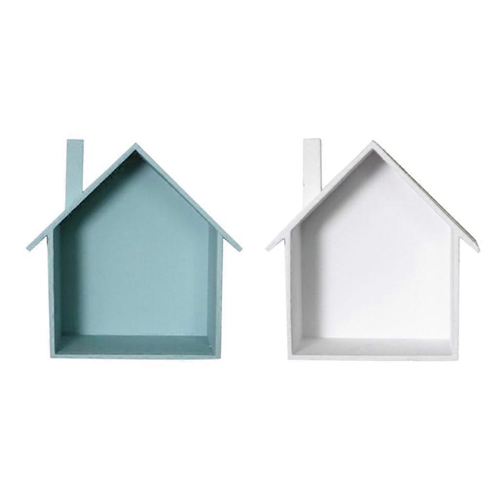 2x House Shape Shelf Display Hanging Box Organizer White
