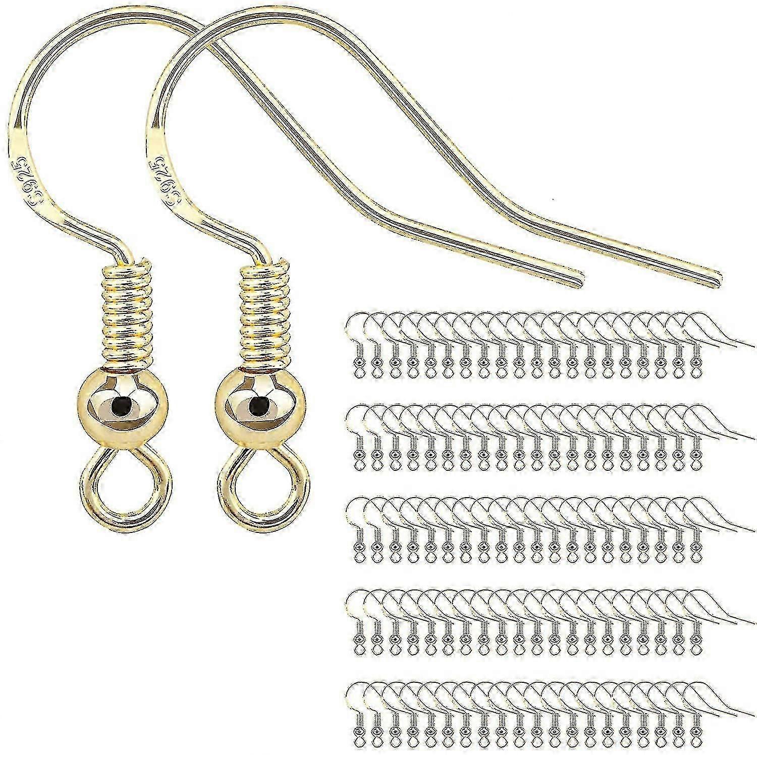 100 Pcs/50 Pairs Earring Hooks For Jewelry Making Upgraded Earring Making Kitgold (yu-b)