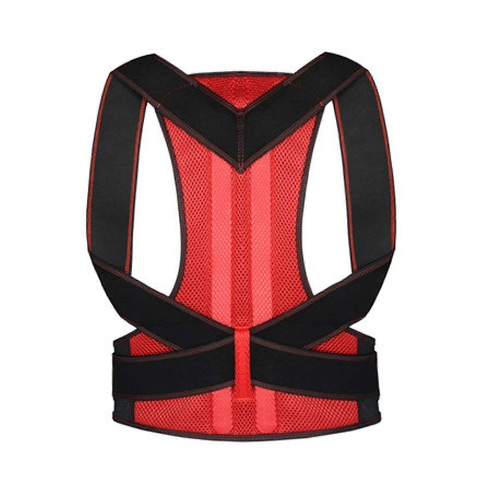 Posture Corrector Back Posture Brace Clavicle Support Adjustable Back Trainer Unisex Red XLarge