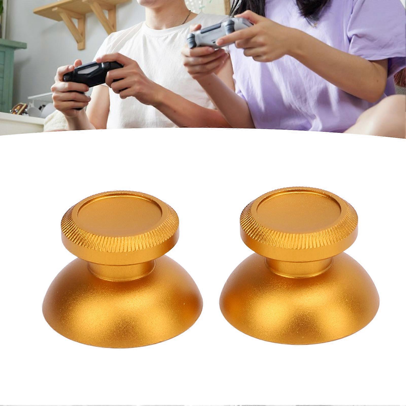 2PCS Thumbstick Caps Aluminum Alloy Thumb Joystick Grips Replacement Accessories for Gaming Console Controller Yellow 