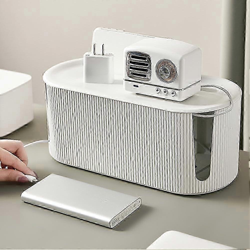 Cord Management Container, Wire Desk Organizer Box for Hiding Chargers, Adapters, TV and Computer Cables, Ideal Organizer for Various Cords