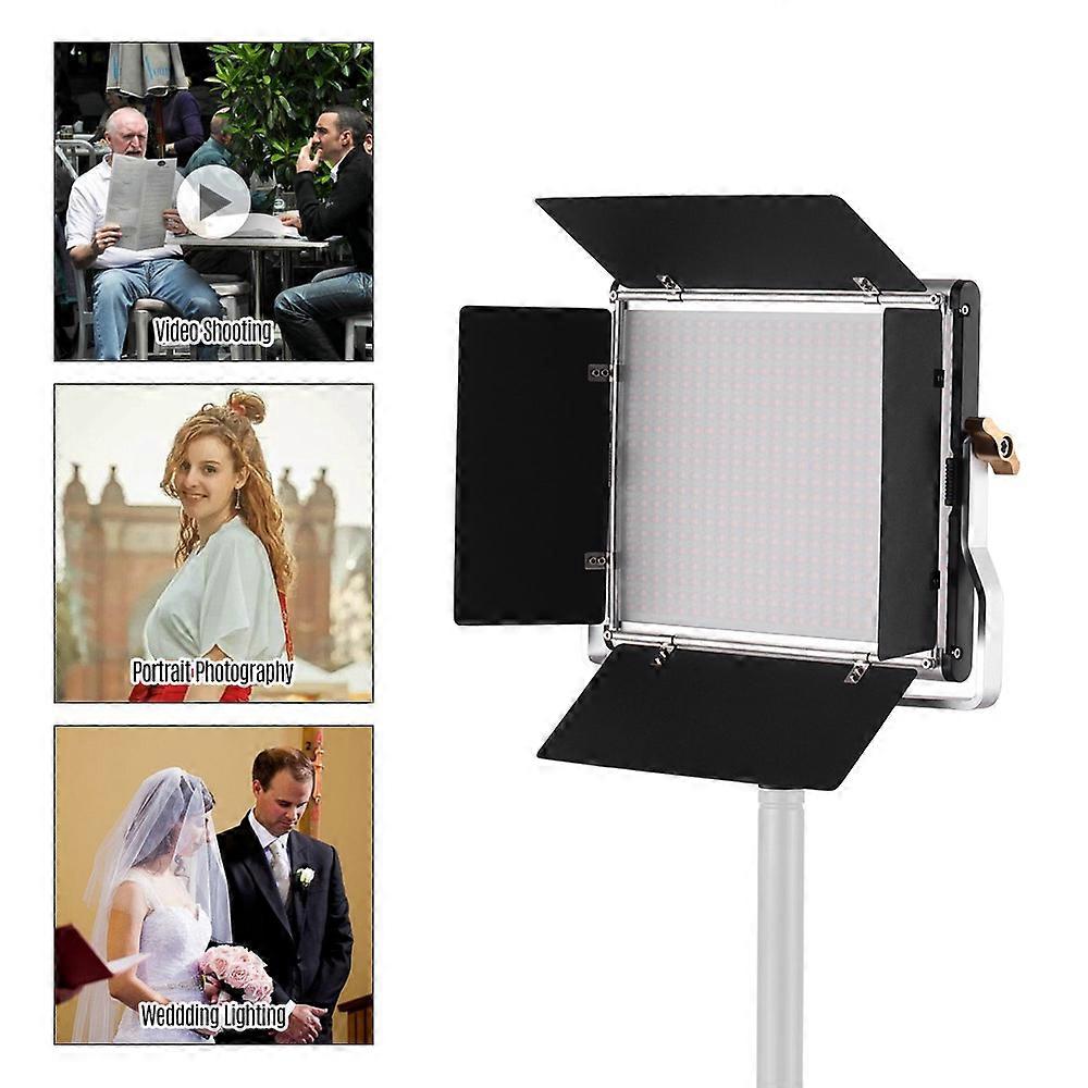 Dimmable Bi-Color LED Panel Light with Barn Doors - Adjustable Studio and Video Lighting