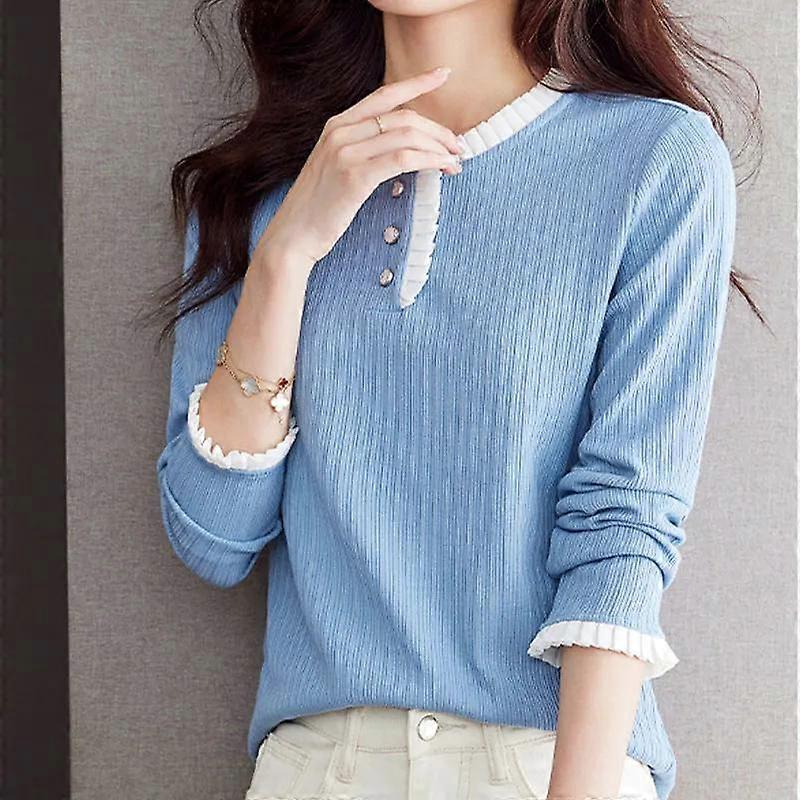 Fashion Ladies Slim O Neck Long Sleeve Crop Top Women Solid Casual Skinny W LINDLOOK Women\u0027s Long Sleeve Scoop Neck Basic Plain Slim Fitted Cotton T  Shirt Tops, Peacock Blue⁄O-neck, Large : : Fashion