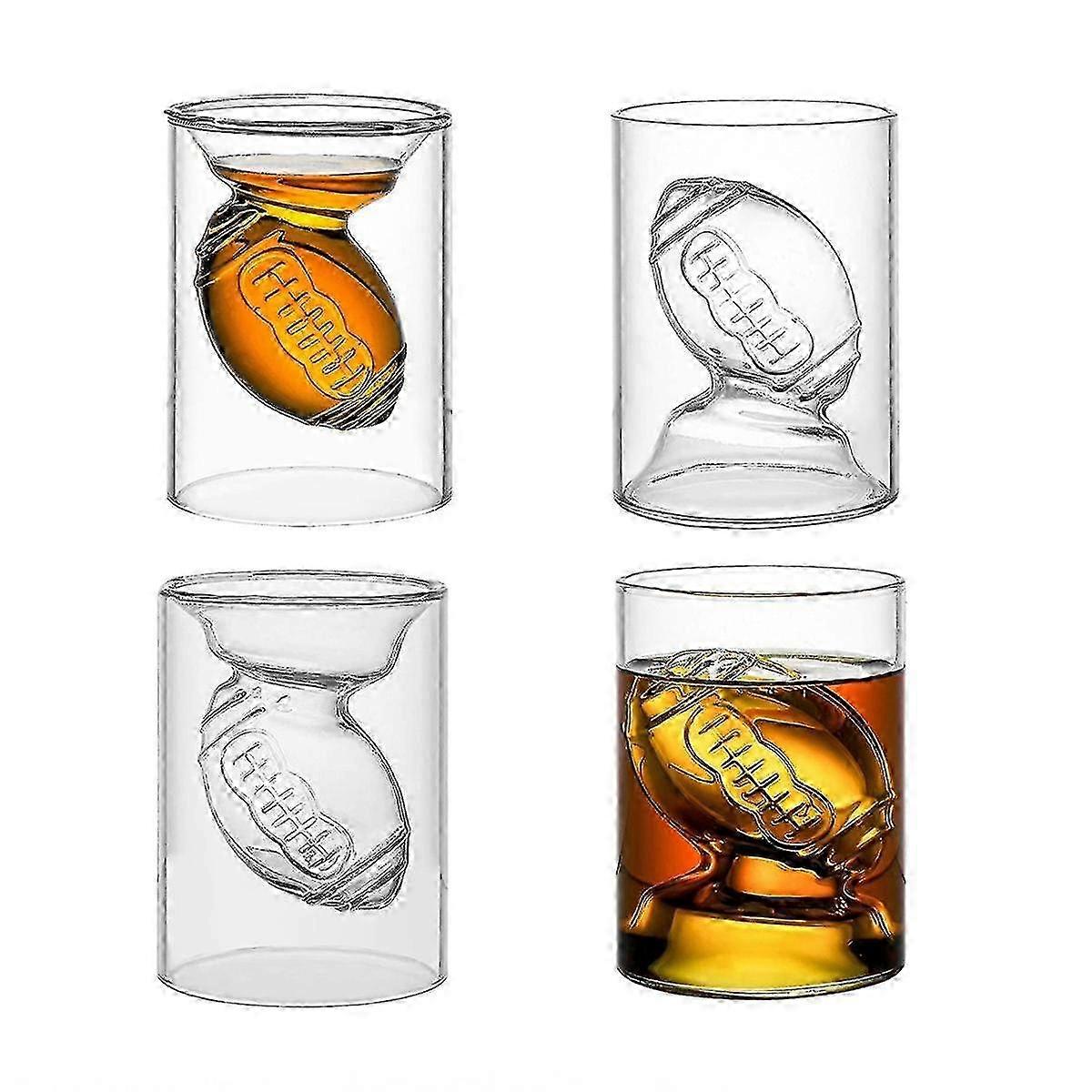Lunettes à liqueur réversibles 3D Football - Ensemble de 4 pièces avec conception de ballon