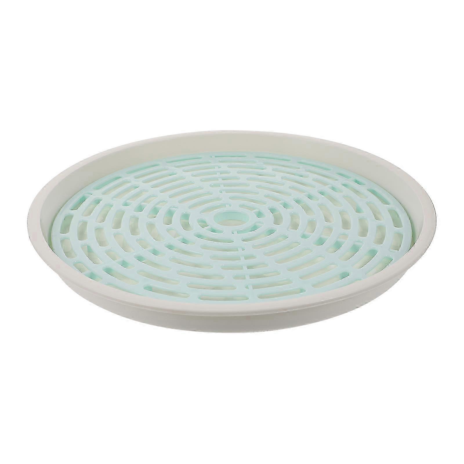 Vented Self-Draining Double Layer Fruit Bowl Colander Plate 26.5x26.5x3cm White