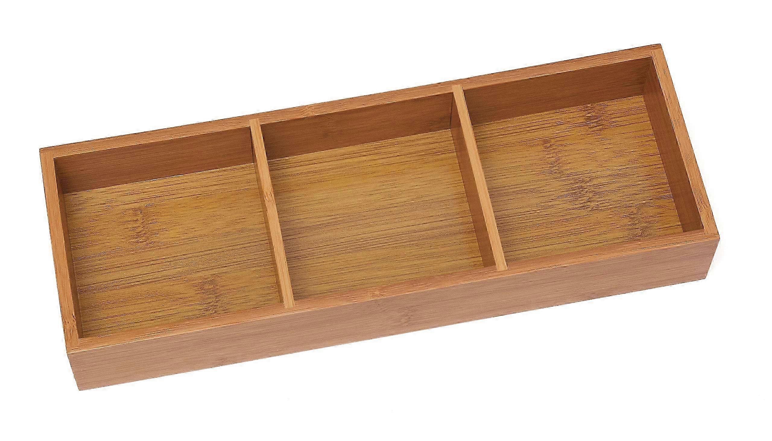 3-Compartment Bamboo Organizer Tray Suitable for Various Uses - Dimensions: 11.625x4.125x1.75 Inches