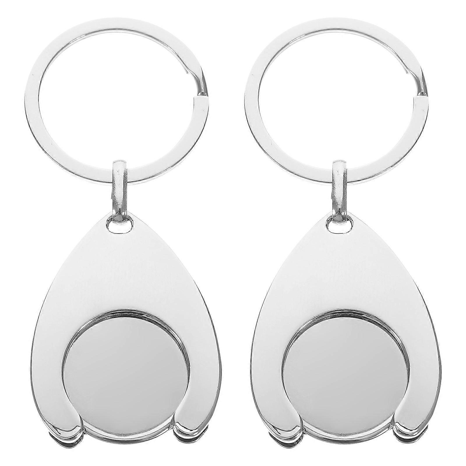 Metal Trolley Token Key Ring Set of 2 Keychain for Car Keys Bags & Shopping Carts Decorative Design