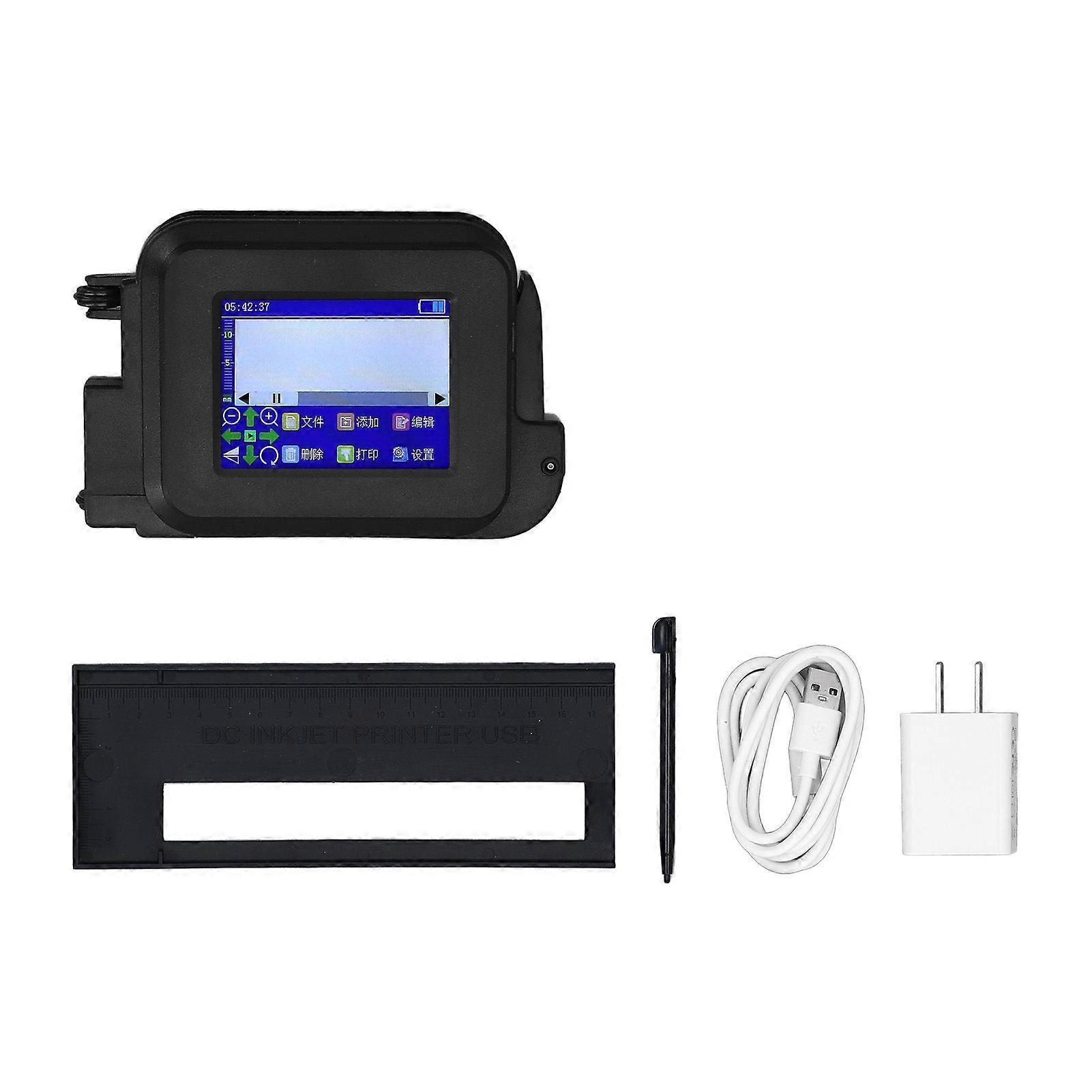 Handheld Inkjet Printer, Mini LED Touch Screen for Label, Production Date, QR Code, Multi-Language, US Plug 100-240V