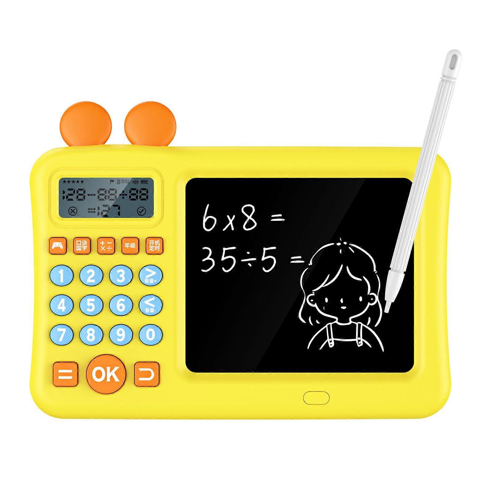 Kids Calculator with Notepad, Addition, Subtraction, Multiplication, Division, Math Learning Machine with WordPad Yellow
