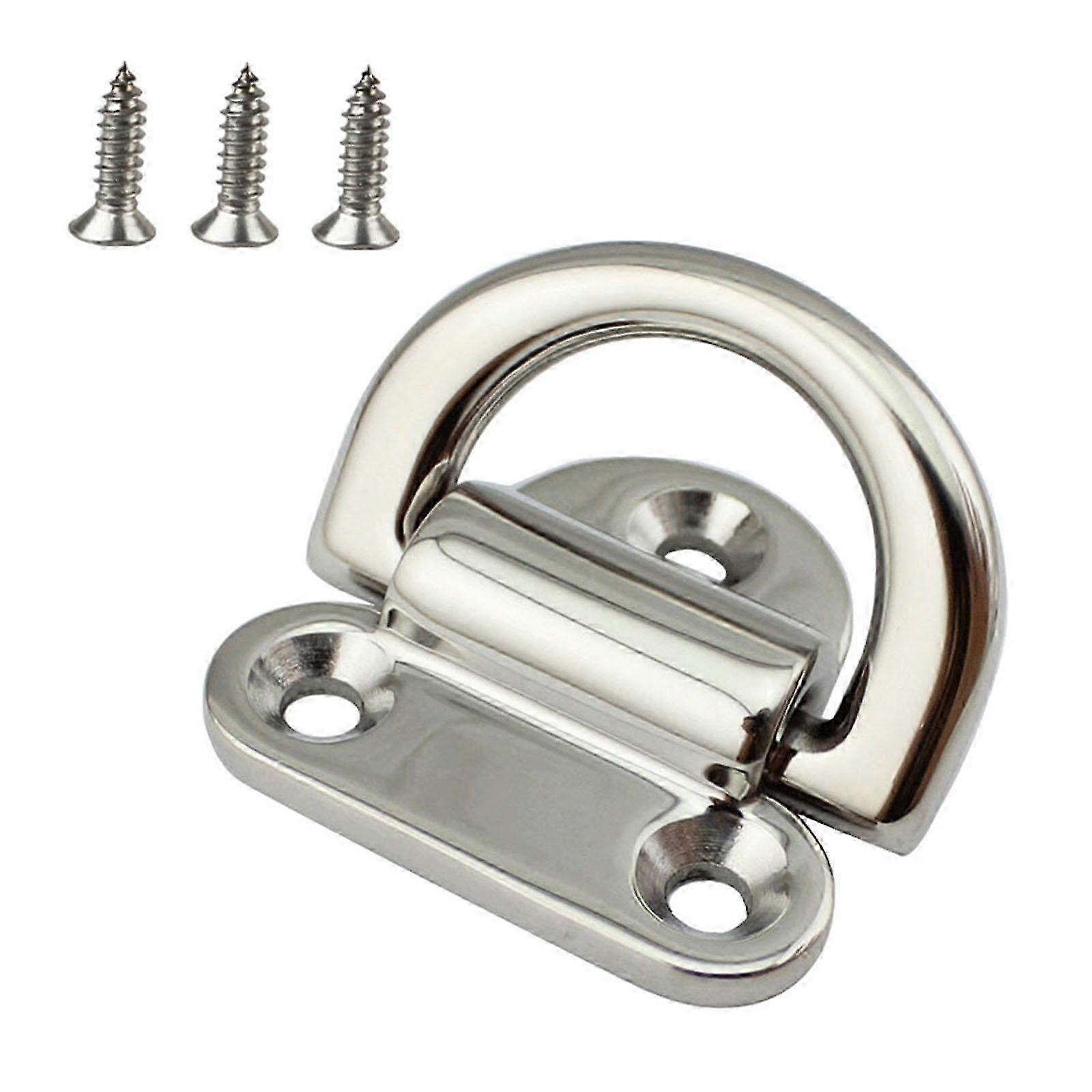 2Pcs Folding Pad Eye D Ring Lashing Ring Suitable for Marine Boats, Trailers, Trucks, and Yachts