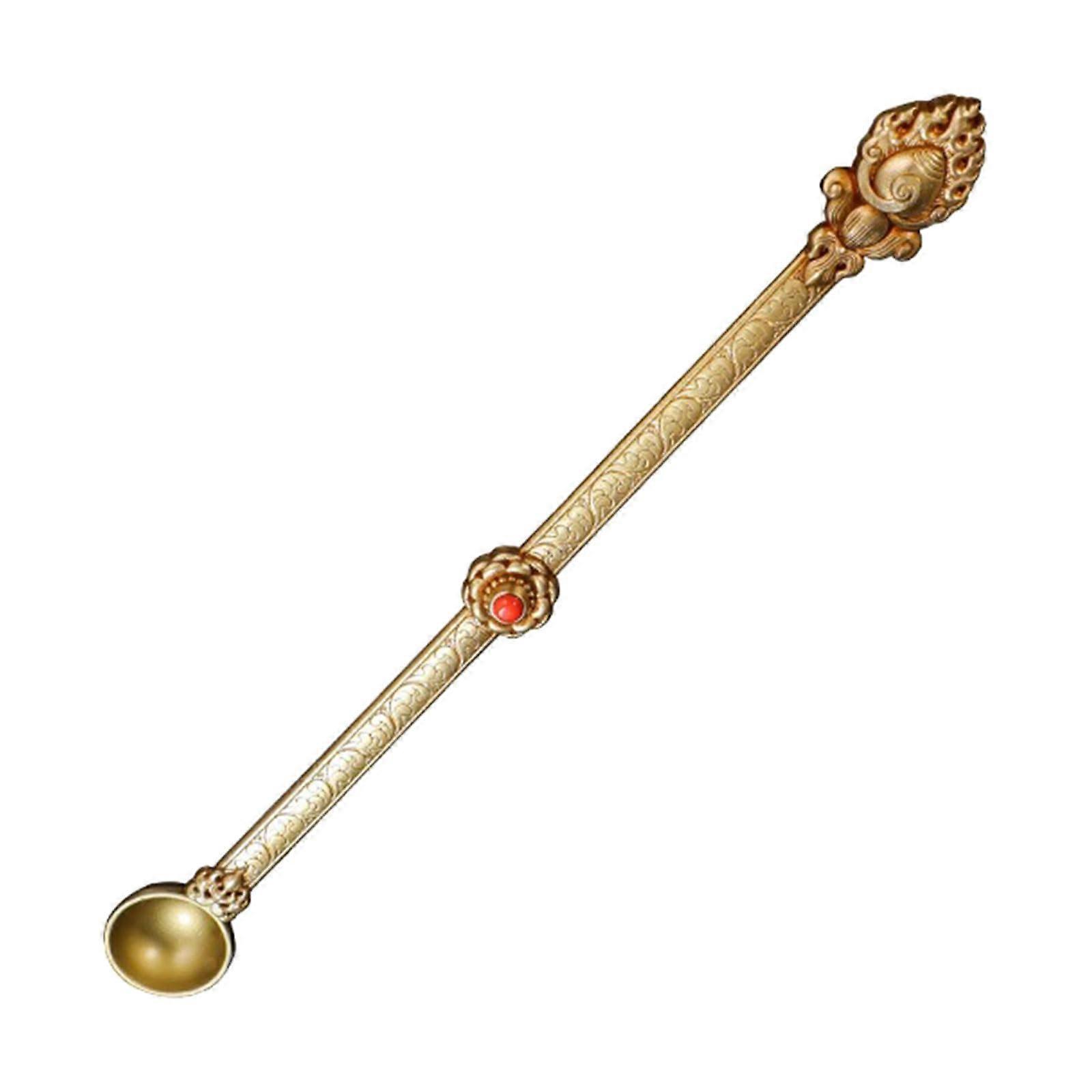 Unique Tibetan spoon, versatile brass Buddha spoon, handmade, metal spoon with colorful inlays, perfect for ing spoons for pouring