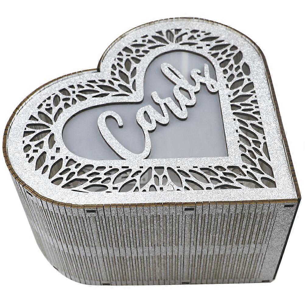 Hollow Tebrik Kartı Kutusu Hafıza Kartı Kutusu Düğün Depolama Zarfları İçin Kalp Şeklinde Zarif Yıldönümü Gümüş 32.00X32.00X16.00CM 1 Adet