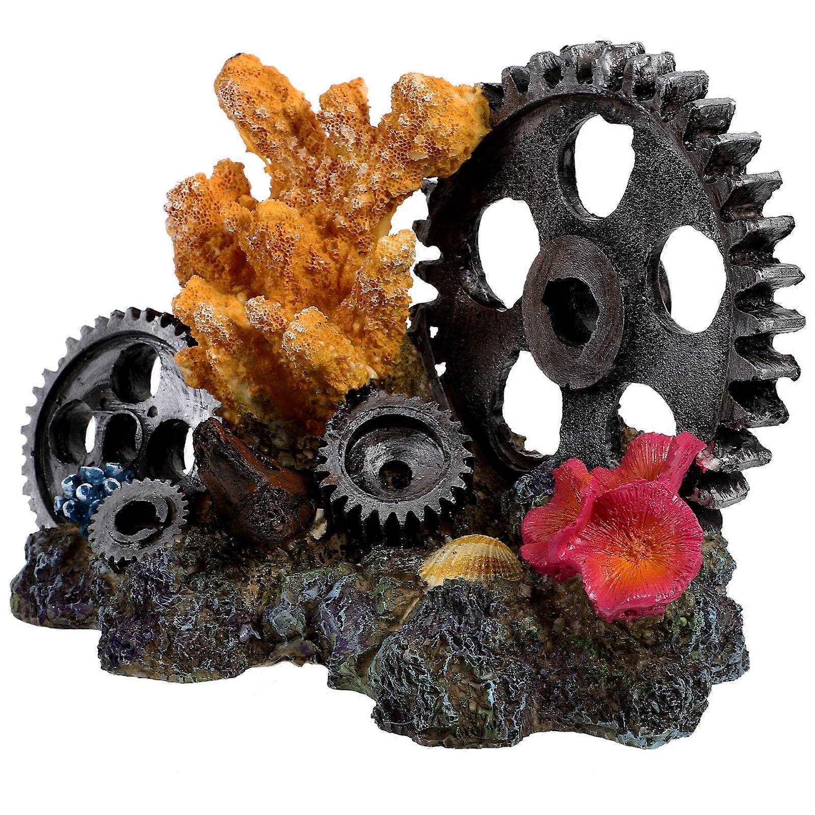 Dark Brown Fish Tank Adornment Made of Resin for Decor Lifelike Simulation Stone 1 Pc Small Size