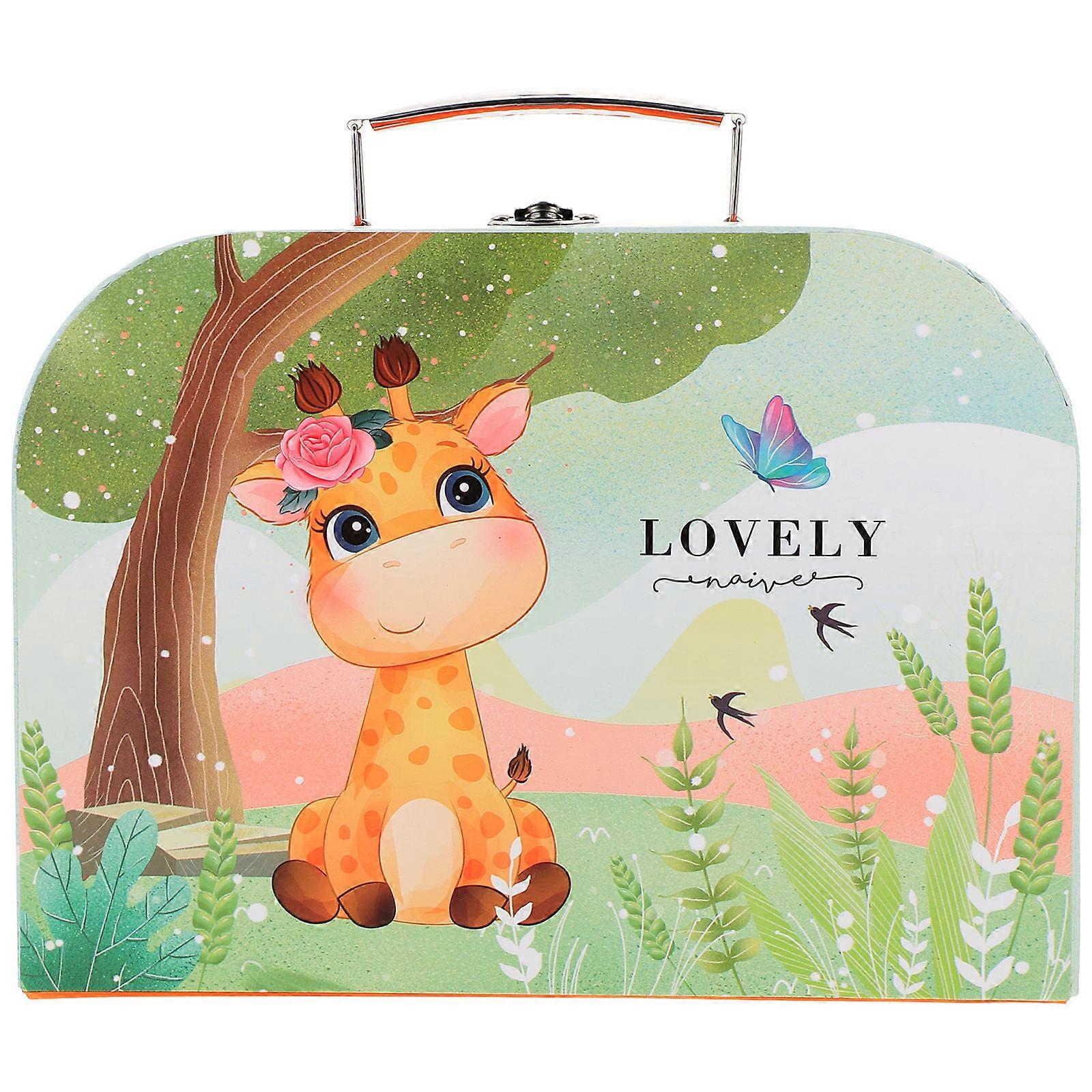 Kids Cardboard Suit Case Mini Suitcase Paperboard Storage Box Children Stationery Wrapping Case present Holder Rectangular Simple Design Daily Use
