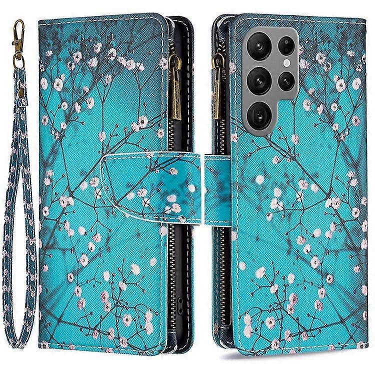 BF Pattern Printing Leather Series-4 Compatible For Samsung Galaxy S23 Ultra Style-03 Zipper Pocket Wallet Case PU Leather Pattern