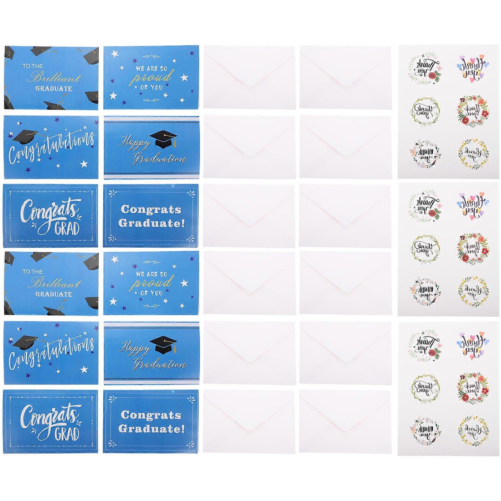 24 Sets Delicate Graduation Cards with Envelopes Elegant Celebration Design for Graduates and Blessings Expression