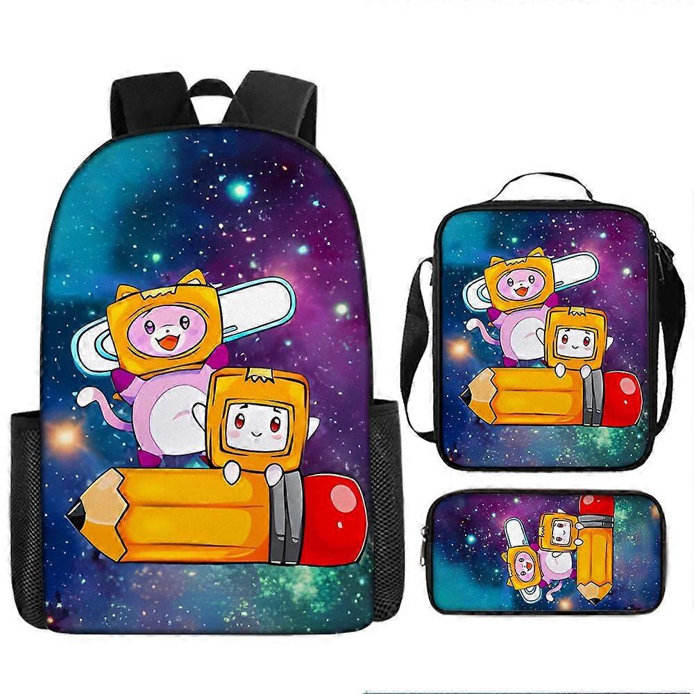 17-inch student backpack set 3D digital printing backpack three-piece set