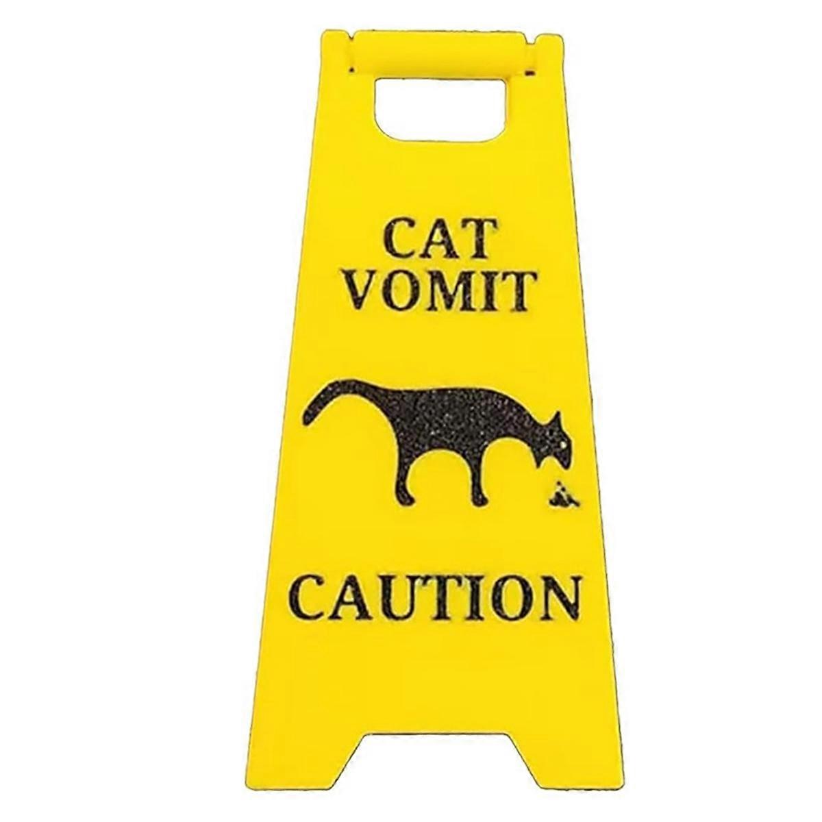 Cat Vomit Warning Sign Decoration, Fun Gift for Cat Lovers A