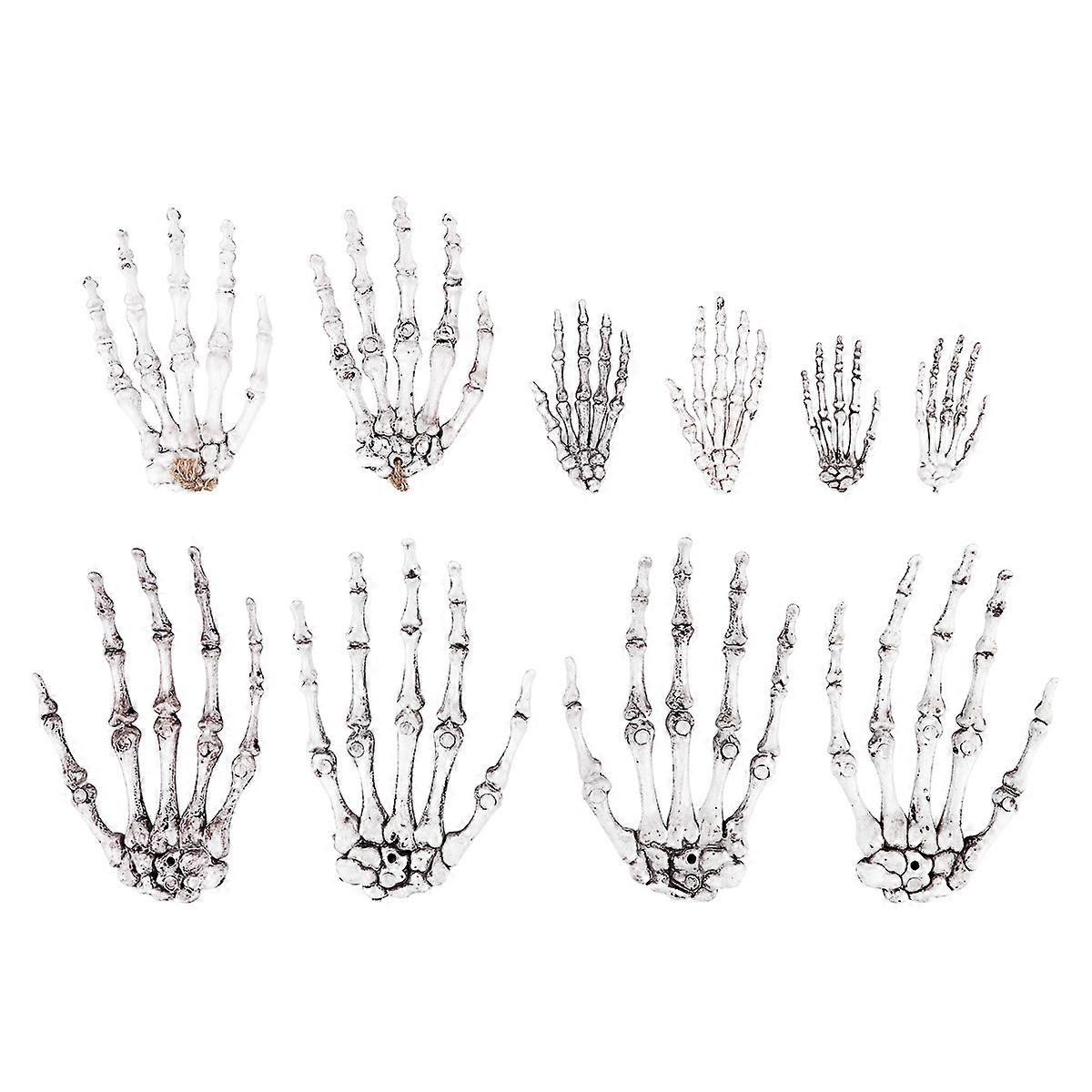 Halloween Accessory Hand Bones Scary Props 5 Pairs White Plastic 15x9cm For Parties