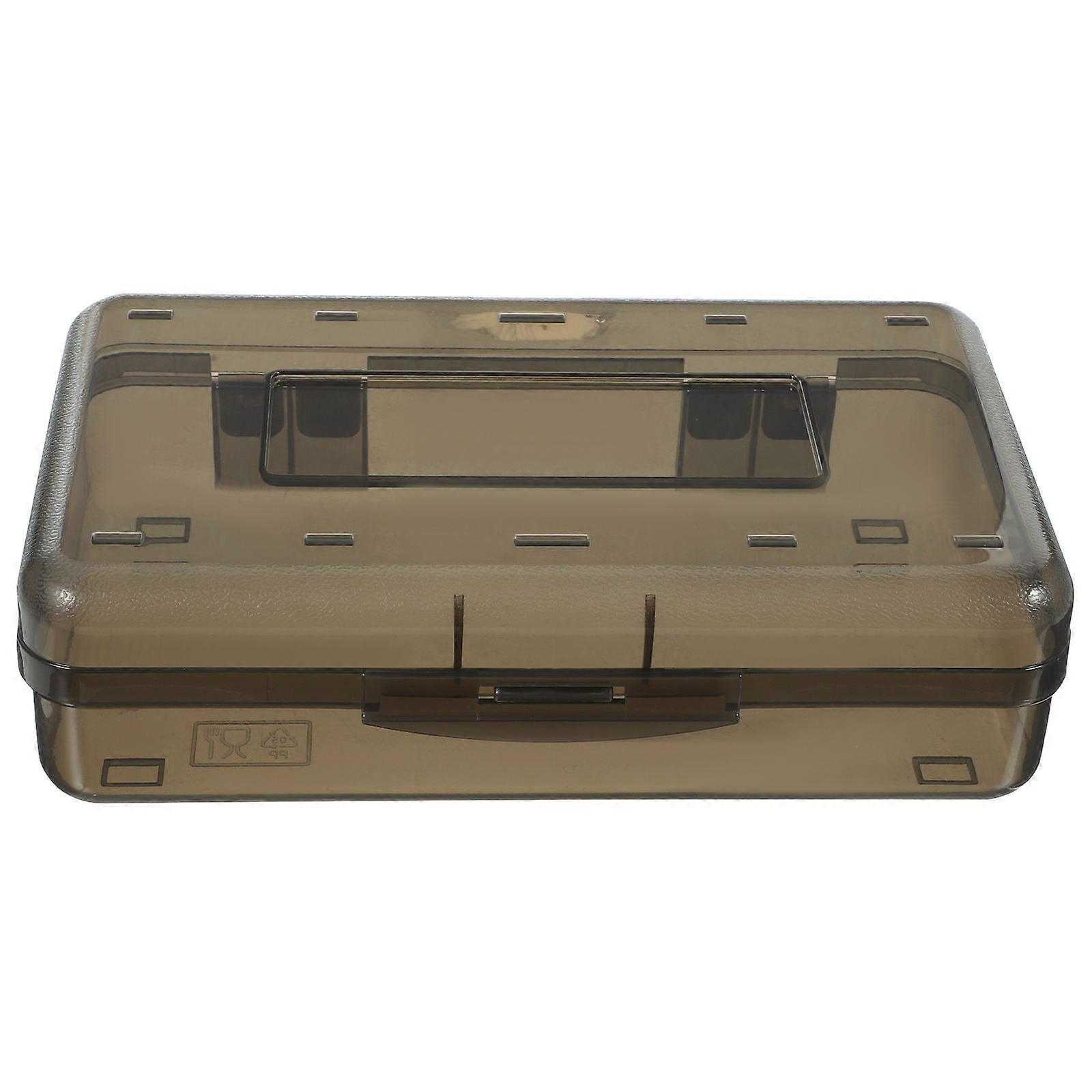 Pen Box Large Capacity Stationery Box Portable Container For Students Grey 20.3X12.2X5.3cm 1Pack