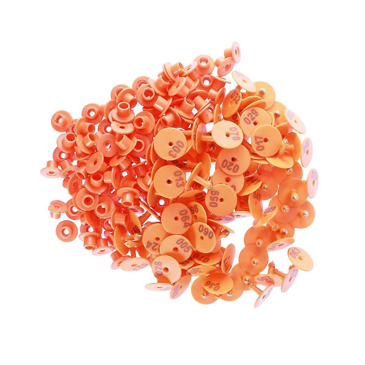 Coding Plastic Livestock Ear Tags Suitable For Goats Cattle And Pigs Orange 3.00x3.00x1.00cm 100Pcs