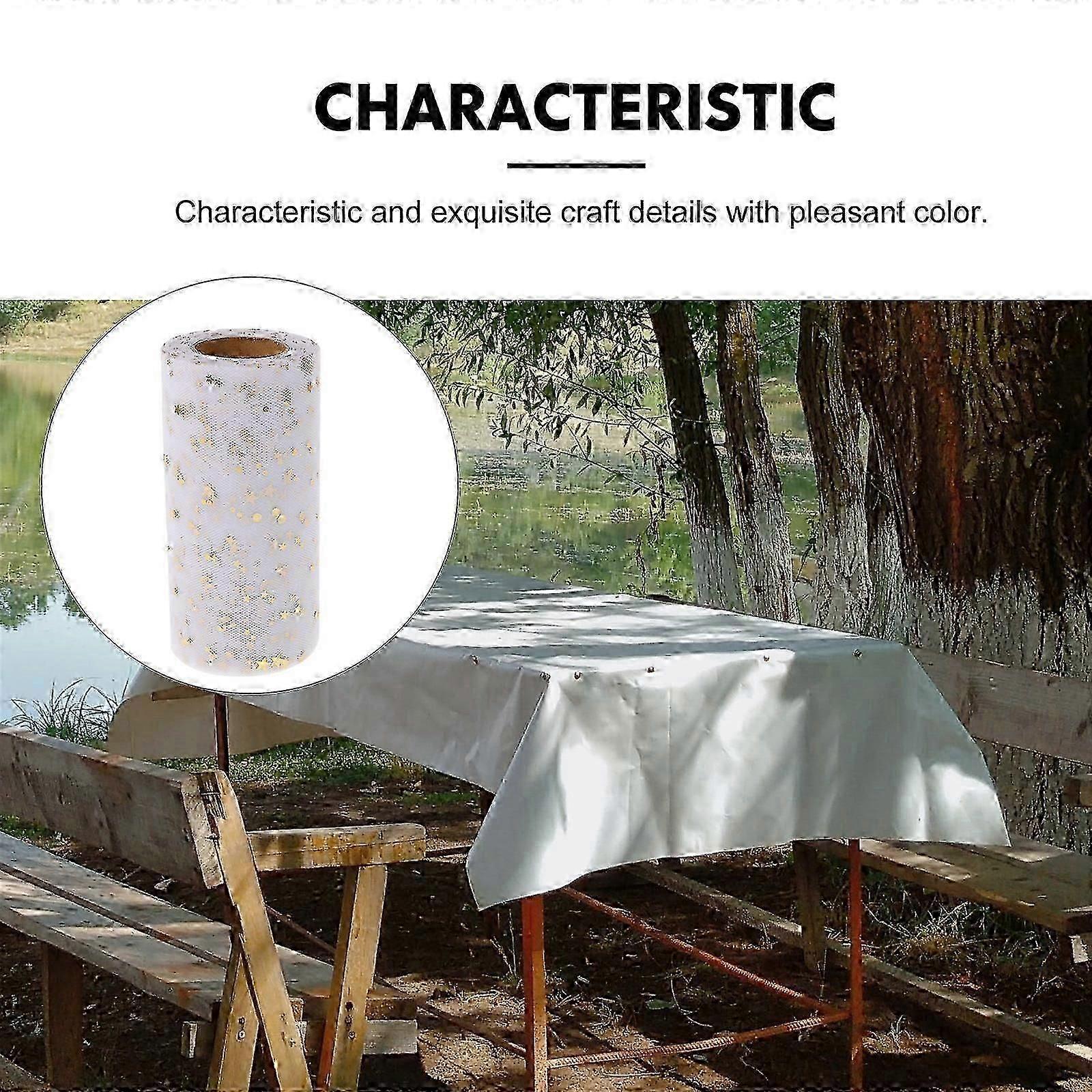 Sequins Table Skirt Gauze Desk Skirt Fashion Table Ornament Wedding Party Supplies (White, Sequins, 2280x15cm)