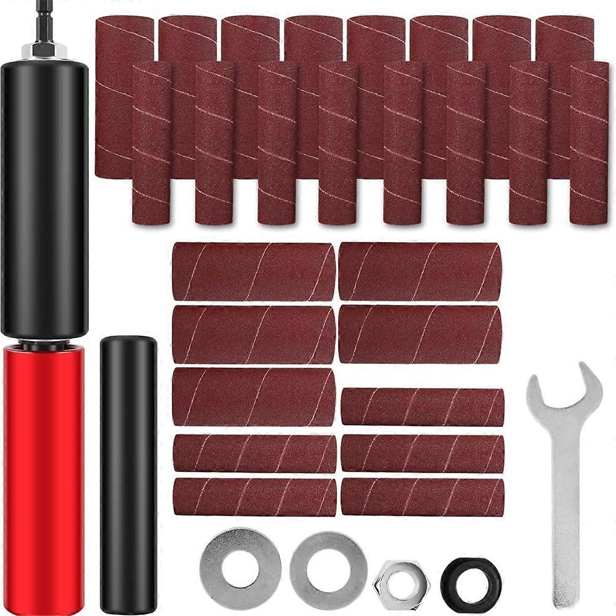 Drum Sander Set,Rubber Sanding Drum Spindle Sander Adapter with 120 Grit Sandpaper Drum, Power Drill
