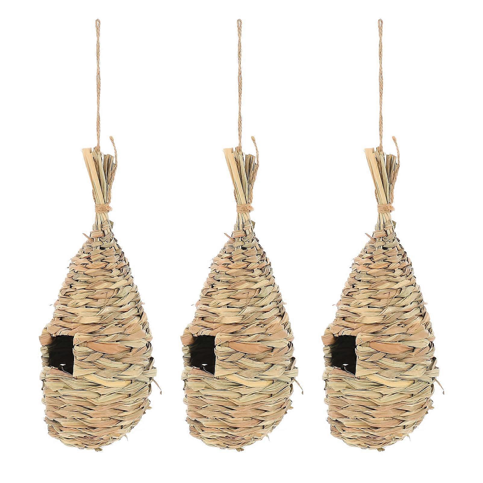 Woven Bird Nest Hanging Nests Reed Grass Bird Home Decor Pack of 3