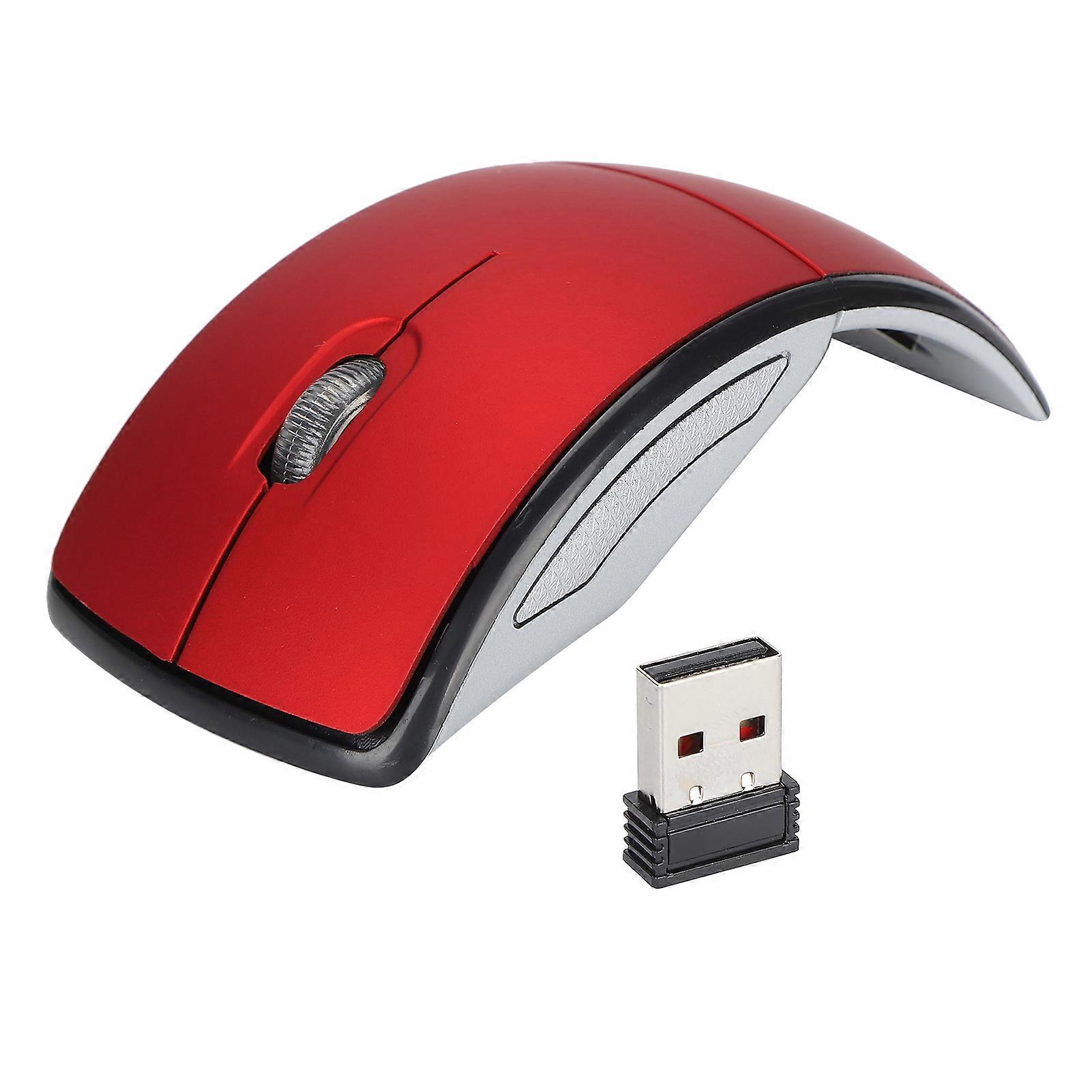 Smart Slim Wireless Mouse, 2.4GHz Mini Portable Mouse with USB Receiver for Laptop Desktop Tablet, Red