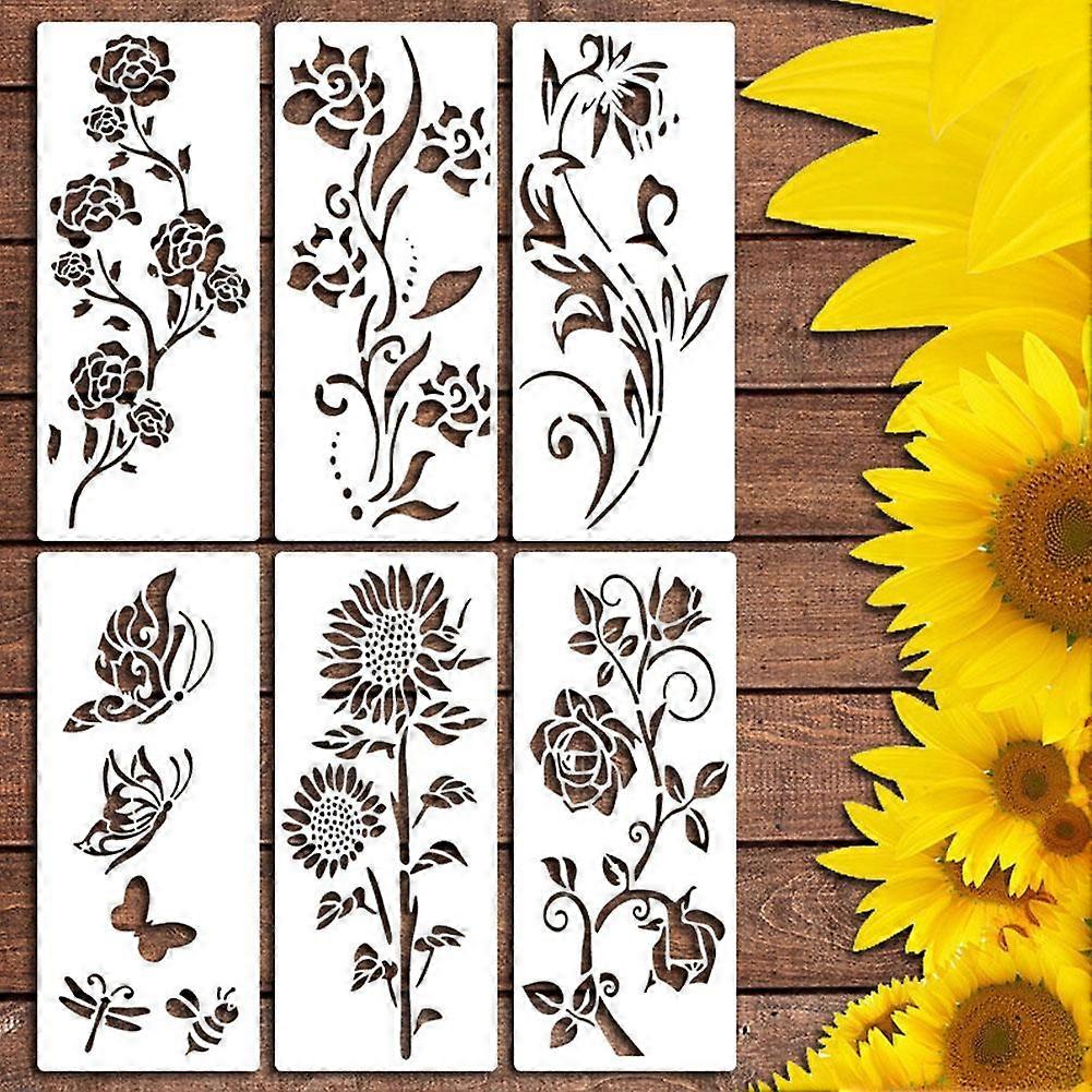 Grands pochoirs à fleurs réutilisables pour la peinture sur bois