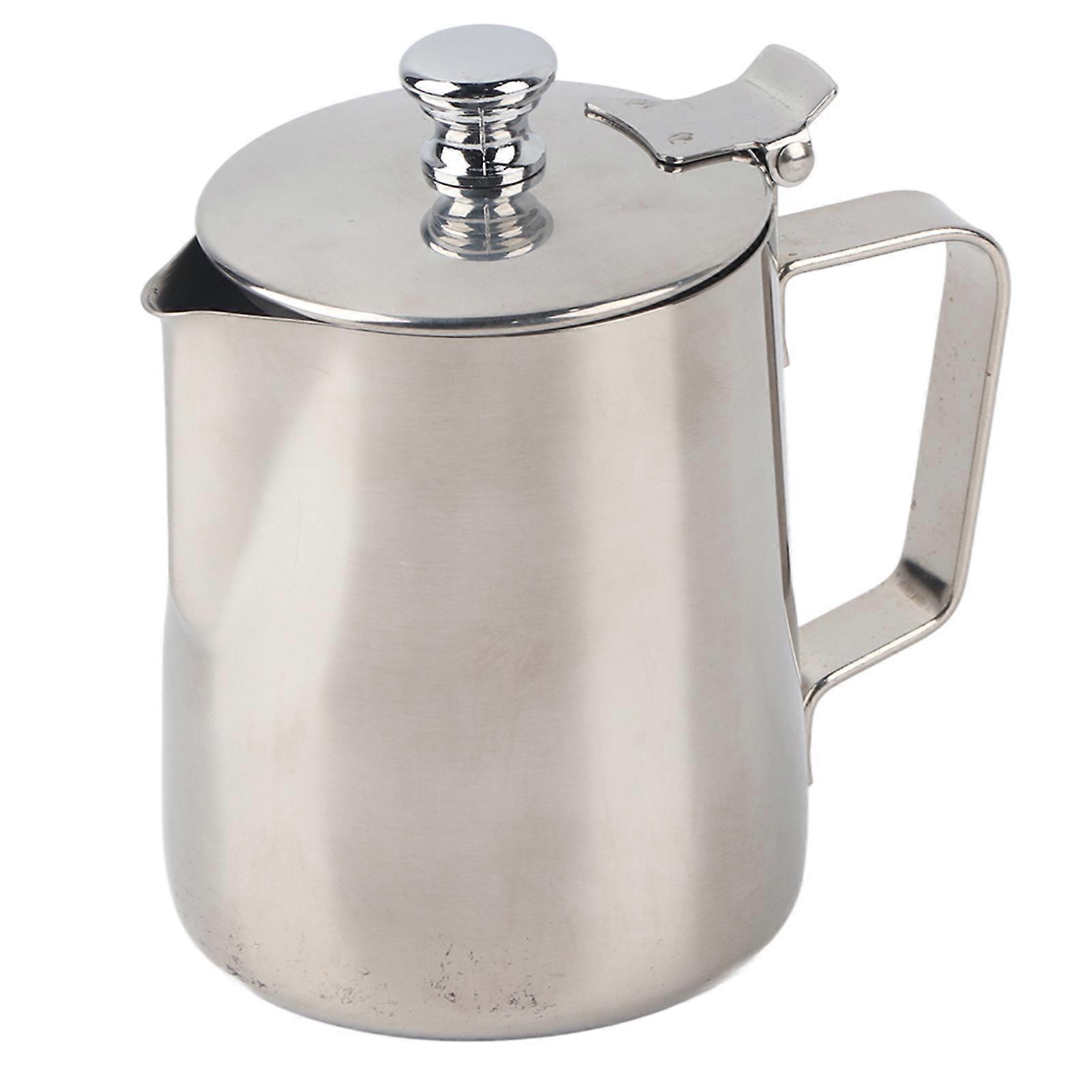 350ml Stainless Steel Coffee Pitcher with Lid for Frothing Milk