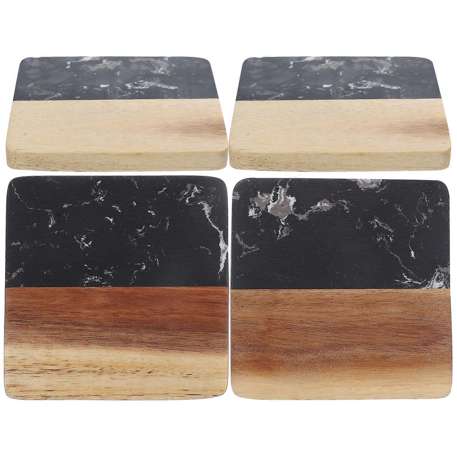 Drinks Coasters Set Stylish Tea Saucers Insulated Protective Cup Mats Home Use Square Marble 4Pcs