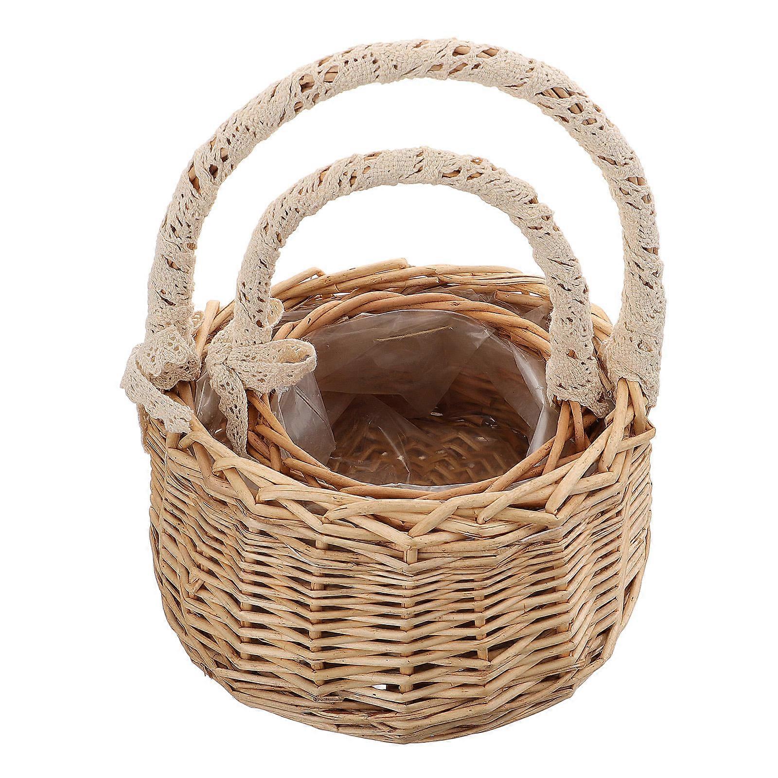 Beige Synthetic Weaving Basket for Storage Use with Wide Space and Design 2 Pieces