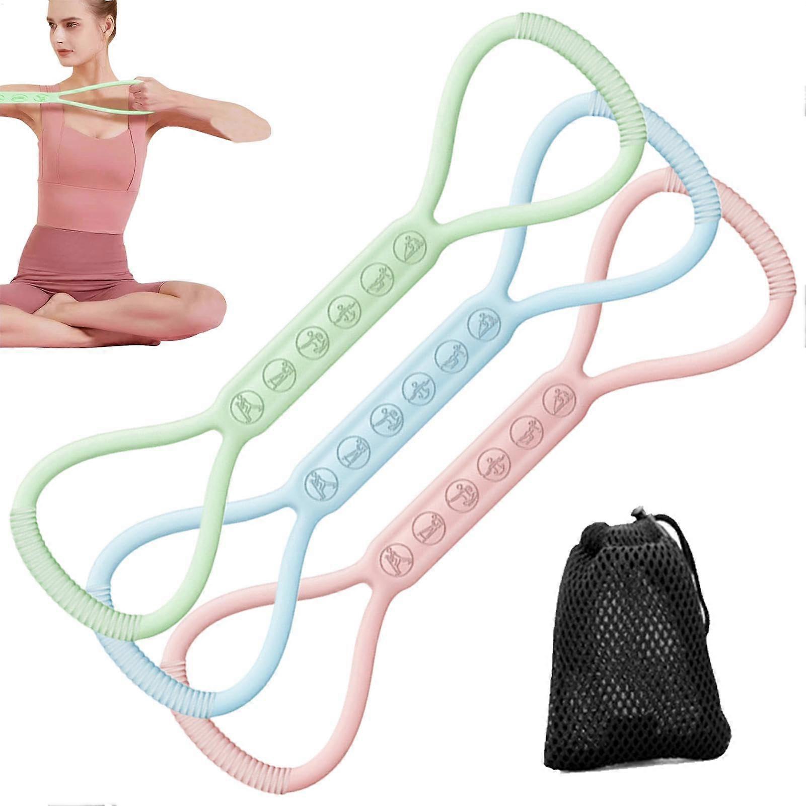 Resistance Bands for Women | Elastic Stretch Bands Set, Portable Hand Exerciser for Yoga and Pilates, 3 Pack