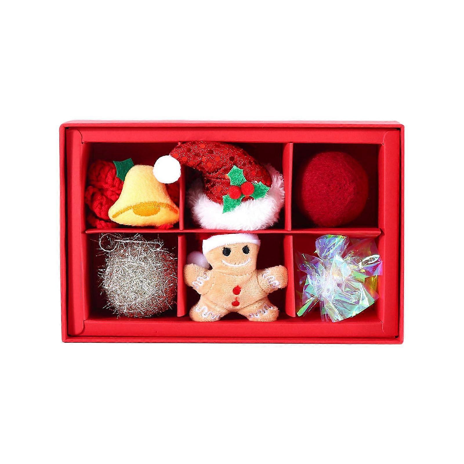 Christmas Teaser Toy with Colorful Pom Poms, Crinkle Balls, and Collar Accessories for Kittens and Cats