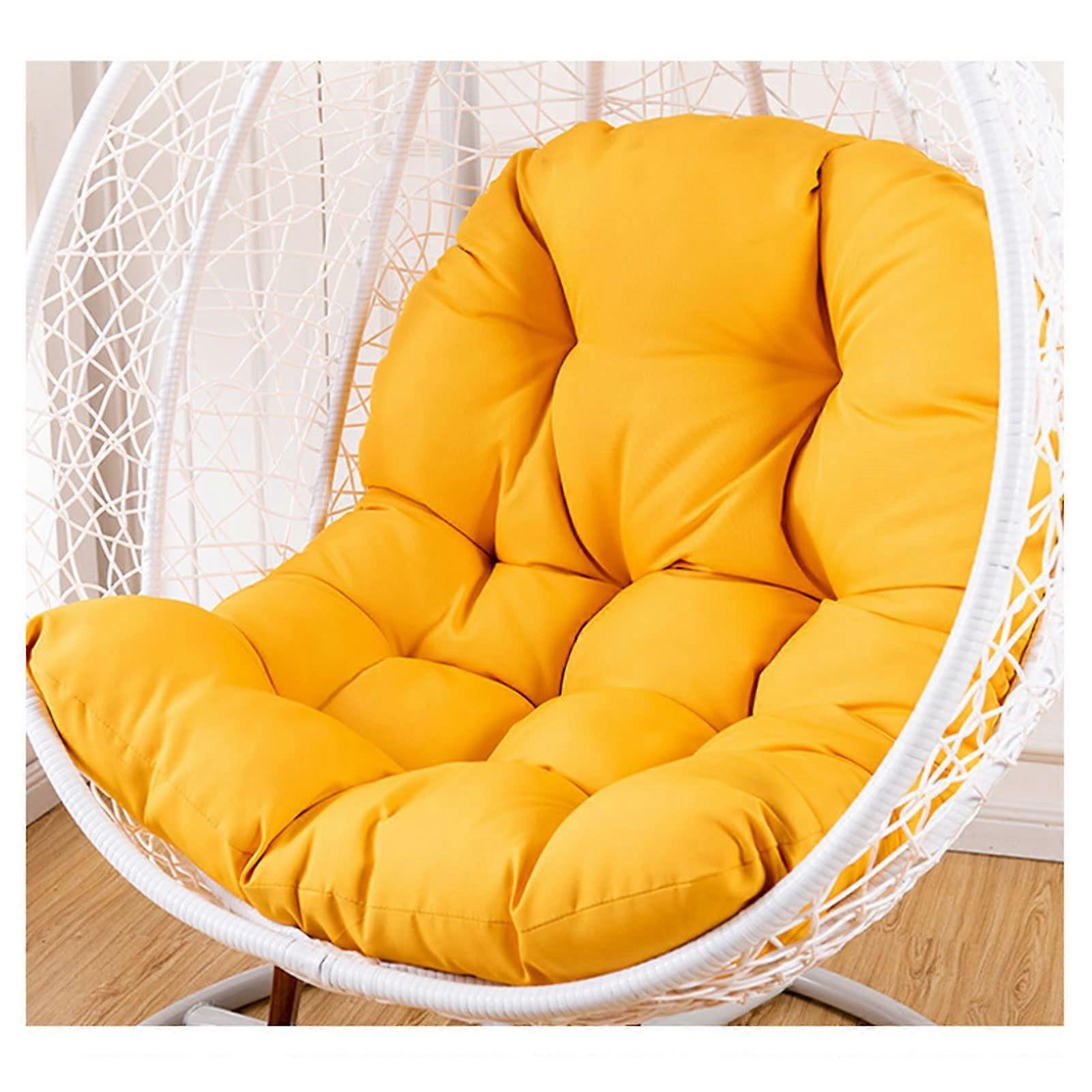 Yellow waterproof hanging chair cushion, sunresistant wicker hammock seat pad for indoor and outdoor