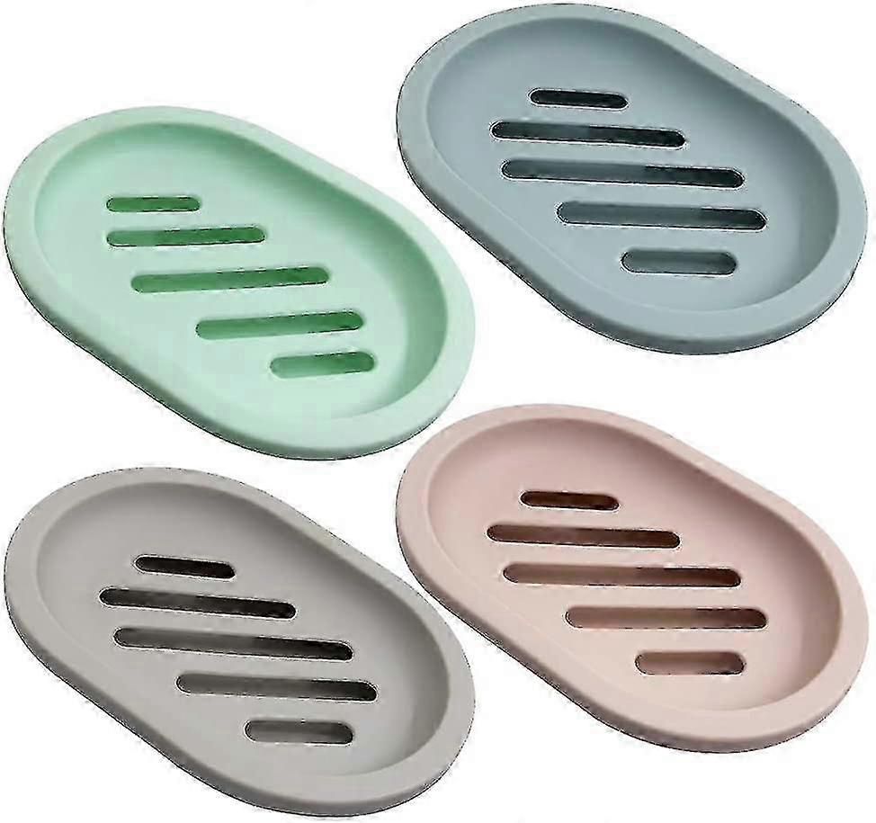 4pcs Shower Soap Holder with Drain, Soap Saver Case Box