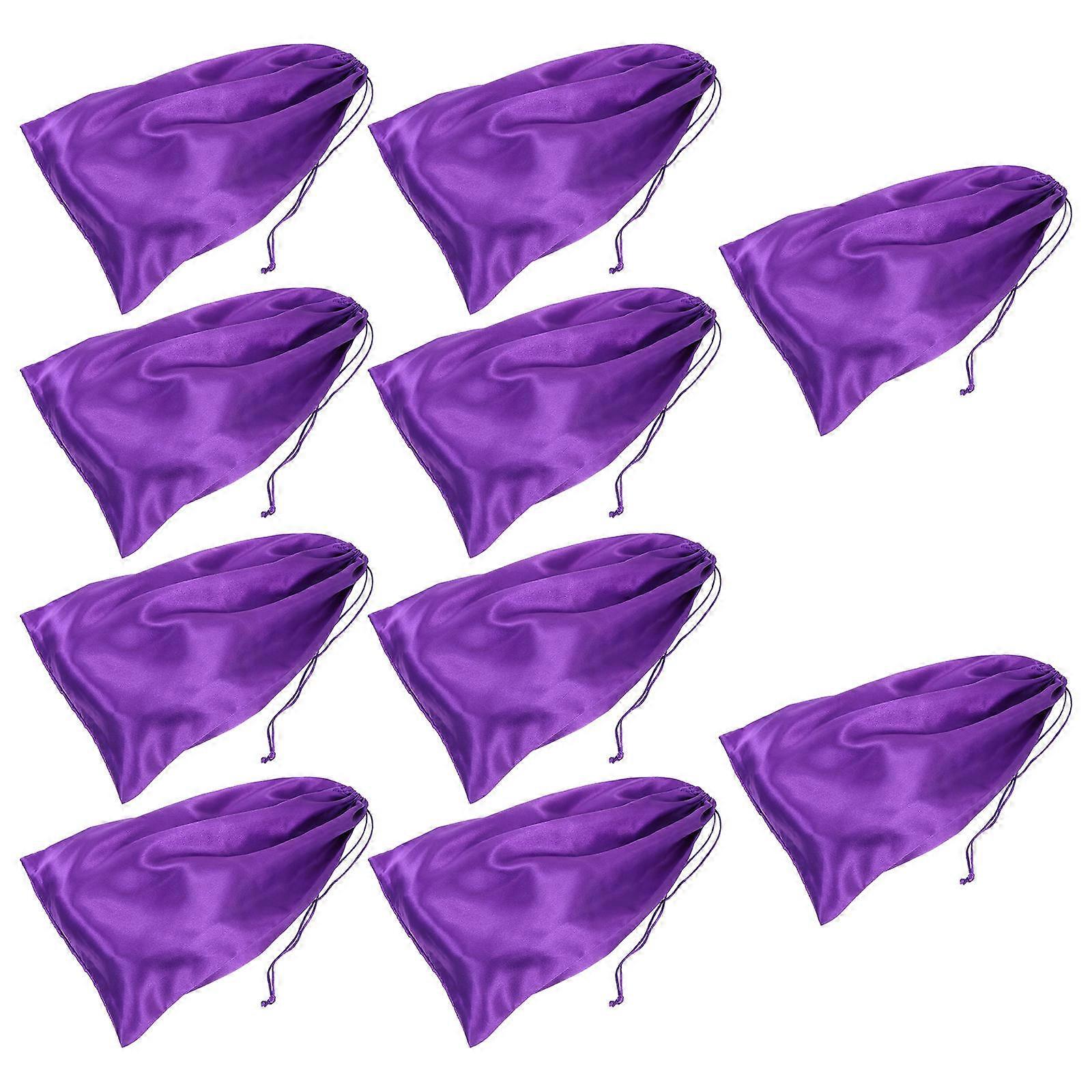 10pcs Satin Drawstring Wig Bags Durable Storage Pouch For Hair Extensions Hair Binding Easy Open For Daily Use