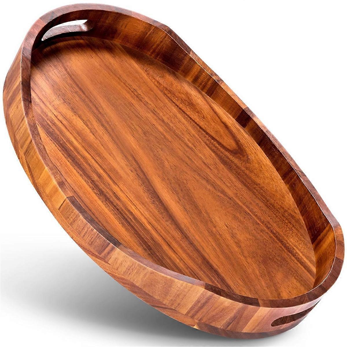 Wood Serving Tray with Handles,Platter for Breakfast in Bed