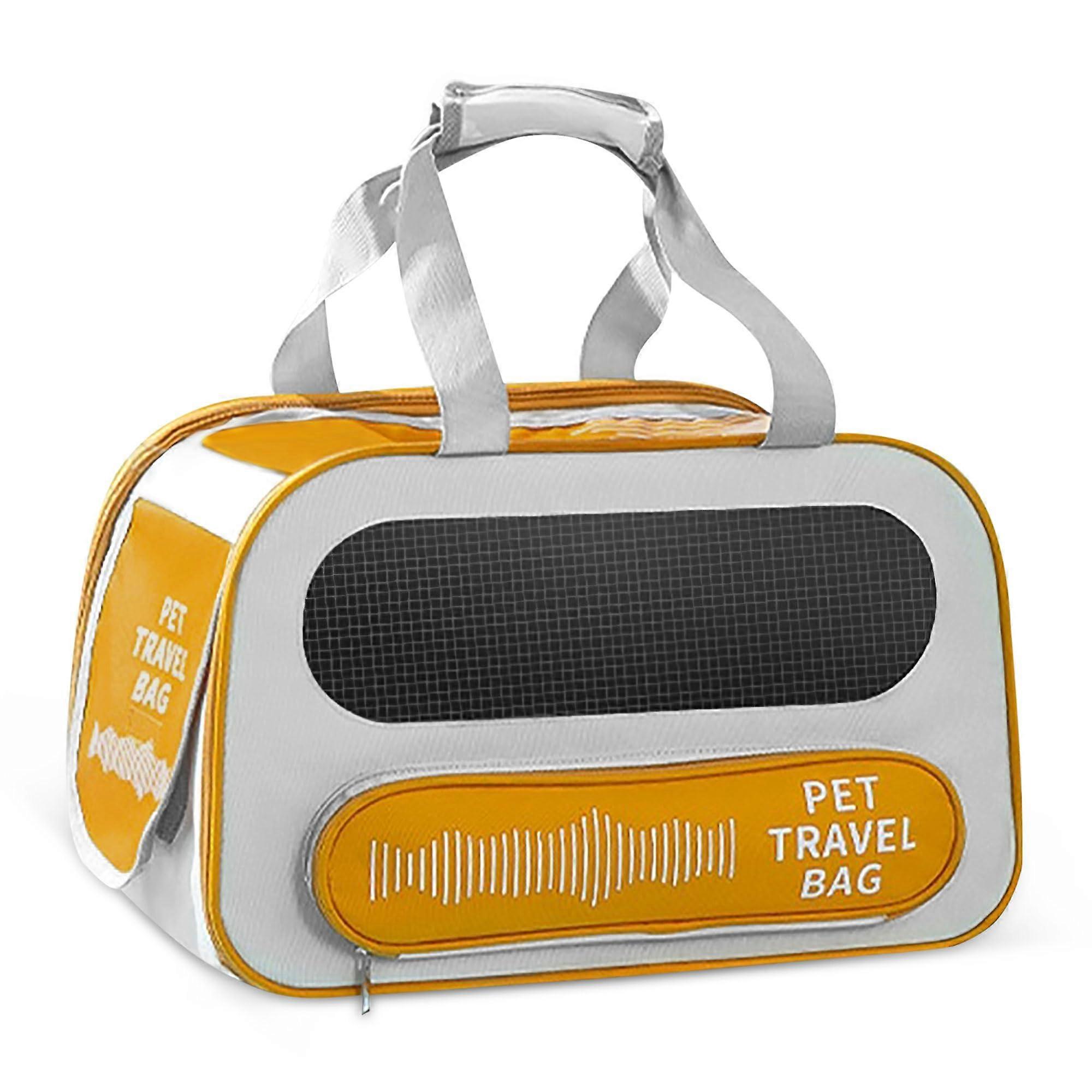 Foldable Pet Carry Bag, Soft Cat Transporter, Breathable with Removable Mat, Yellow