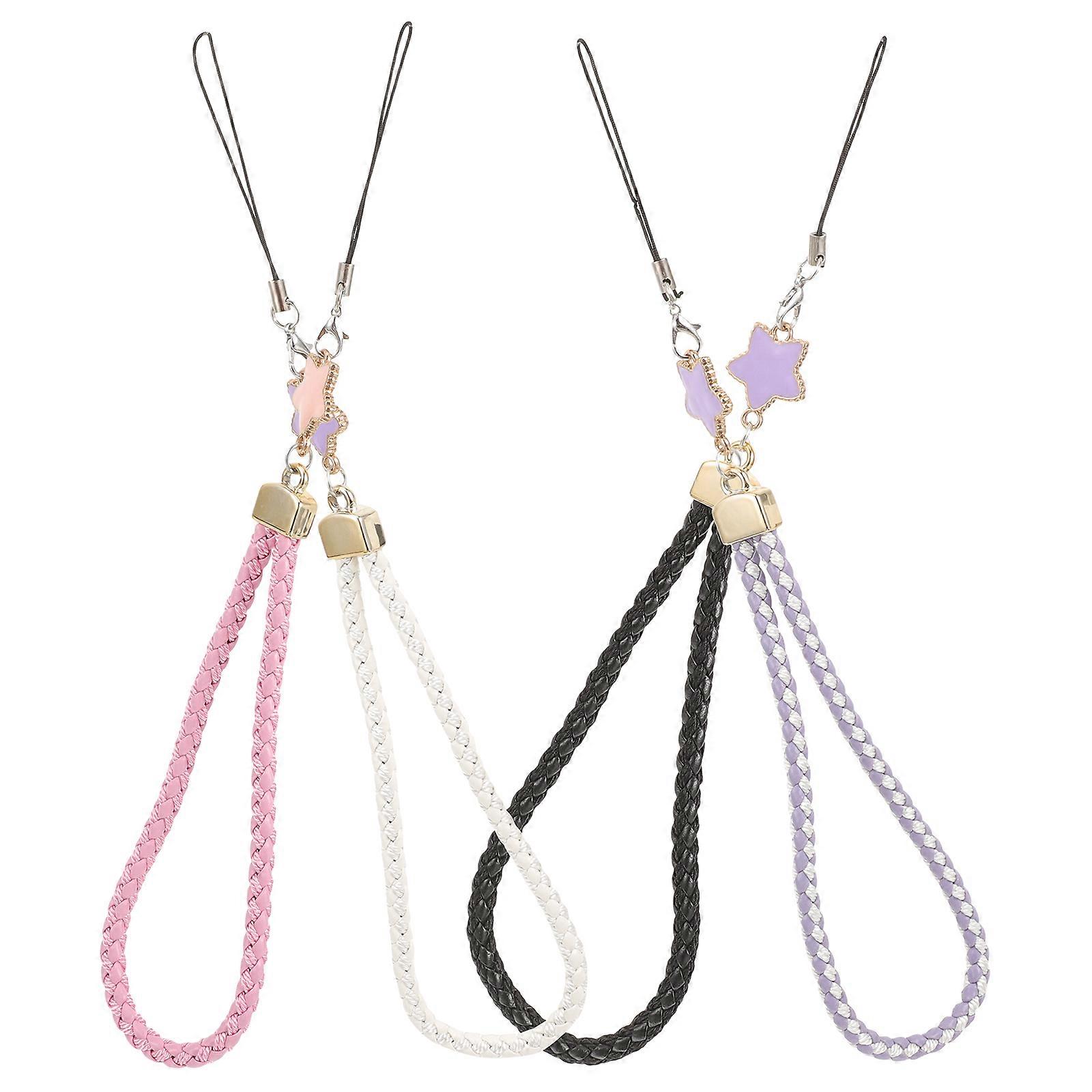 Star Bracelet Lanyard for Phone, Camera & Keys Fashionable Wrist Strap with Random Star Pendant, Black, White, Pink, Purple Options