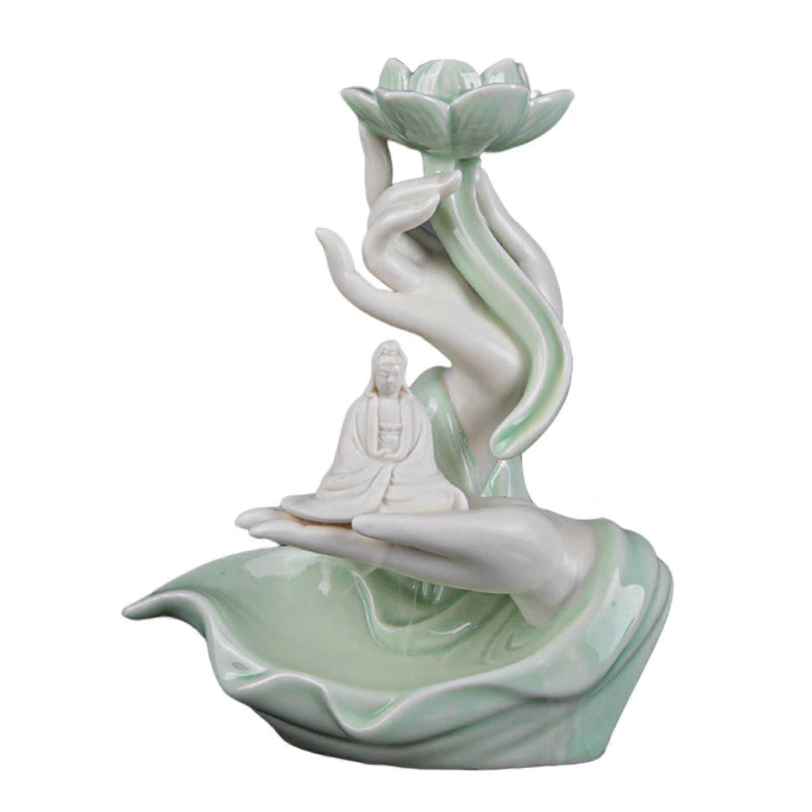 Backflow Cone Burner Back Flow Bergamot and Lotus Heart Ceramics Smoke Fountain Ornament Waterfall