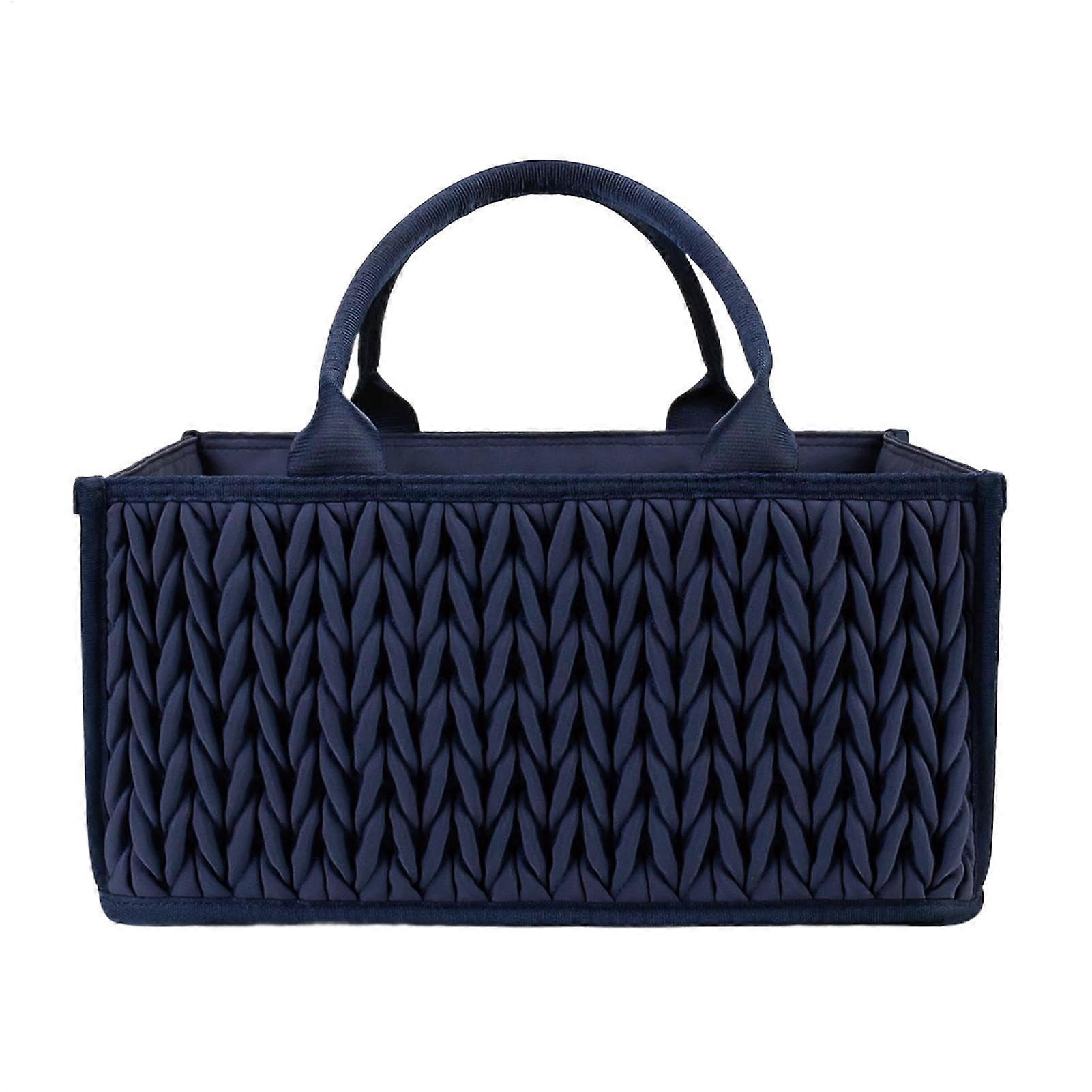 Nappy Storage Basket with Handles for Diapers, Wipes, Lotion, Toys Dark Blue