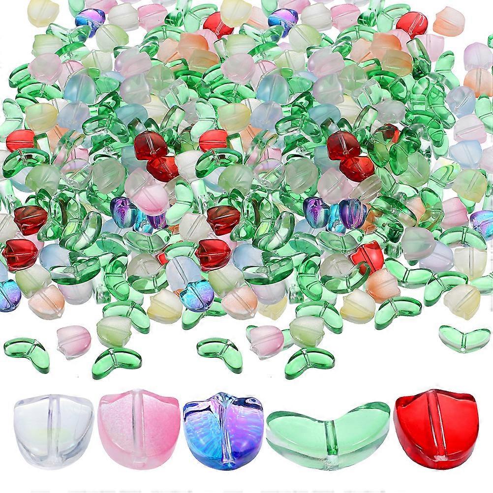 120pcs DIY Tulip Glass Beads for Jewelry Making – Multi Color Spacer Beads for Bracelets, Necklaces, Phone Charms – Lightweight & Durable Crafting