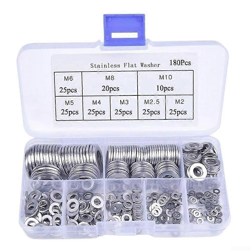 180 Piece Stainless Steel Washer Set for Home Projects, Machine Repairs, and Fixing Tasks, Corrosion-Resistant, Metric Sizes