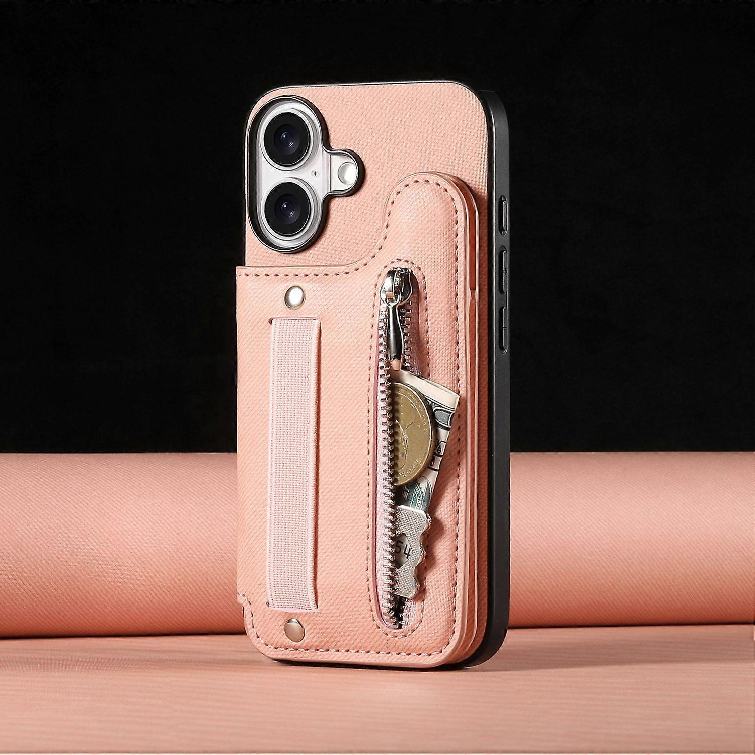 Case for Samsung A16 pink fabric wallet elastic strap leather
