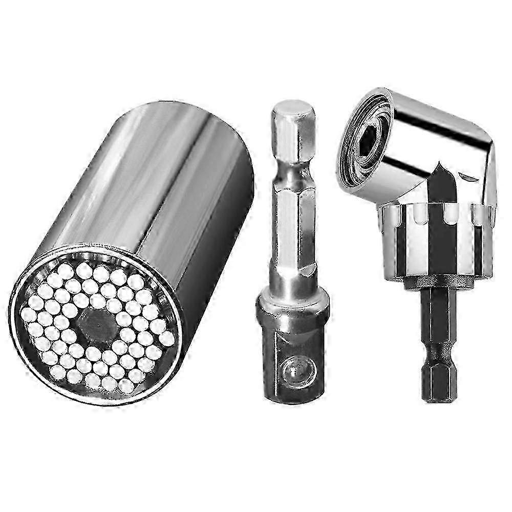 Universal Ratchet Wrench Set 7-19mm - Multi-Function Socket Adapter & Extension Set for Impact Driver with Durable Bits