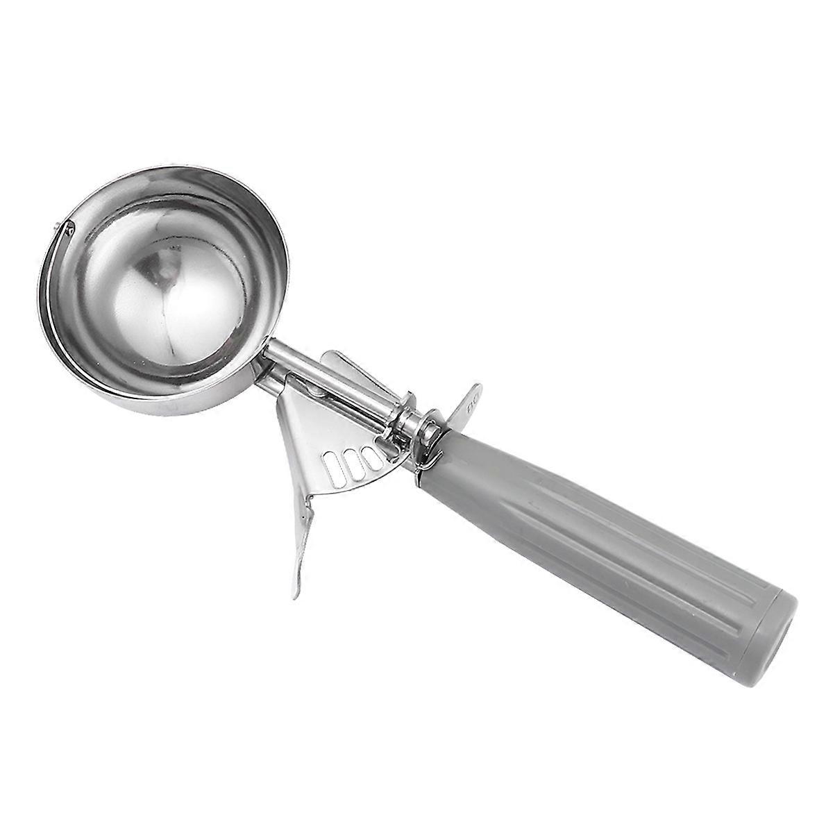 Stainless Steel Ice Cream Scoop Grey Fruit Baller Kitchen Tool with Ergonomic Design 1Pc